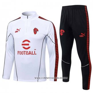 Chandal de Sudadera del AC Milan Nino 25-26 Blanco