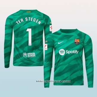 Camiseta Barcelona Portero Jugador Ter Stegen 23-24 Manga Larga Verde