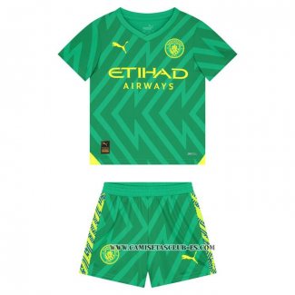 Camiseta Manchester City Portero Nino 23-24 Verde