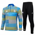 Chandal de Sudadera del Real Madrid Nino 25-26 Azul Verde