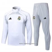 Chandal de Sudadera del Real Madrid Nino 25-26 Blanco Gris