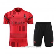 Chandal del AC Milan 22-23 Manga Corta Rojo - Pantalon Corto