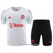 Chandal del Manchester United 23-24 Manga Corta Blanco - Pantalon Corto