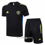 Chandal del Manchester United 25-26 Manga Corta Negro - Pantalon Corto