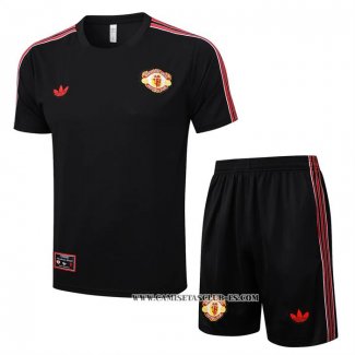 Chandal del Manchester United 25-26 Manga Corta Negro - Pantalon Corto