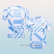 Camiseta Pre Partido del Manchester City 2022 Azul y Blanco