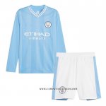 Camiseta Primera Manchester City Nino 23-24 Manga Larga
