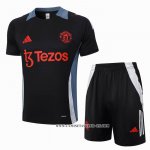 Chandal del Manchester United 24-25 Manga Corta Negro - Pantalon Corto