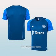 Camiseta de Entrenamiento Manchester United 23-24 Azul