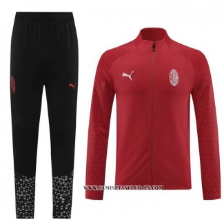 Chandal de Chaqueta del AC Milan 23-24 Rojo Oscuro