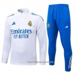 Chandal de Sudadera del Real Madrid Nino 25-26 Azul Blanco
