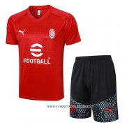 Chandal del AC Milan 23-24 Manga Corta Rojo - Pantalon Corto