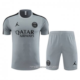 Chandal del Paris Saint-Germain Jordan 23-24 Manga Corta Gris - Pantalon Corto