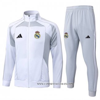 Chandal de Chaqueta del Real Madrid Nino 25-26 Blanco Gris
