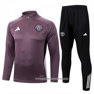Chandal de Sudadera del Manchester United Nino 25-26 Purpura
