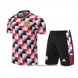 Chandal del Manchester United 22-23 Manga Corta Negro y Rojo - Pantalon Corto