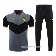 Conjunto Polo del Borussia Dortmund 22-23 Gris y Negro